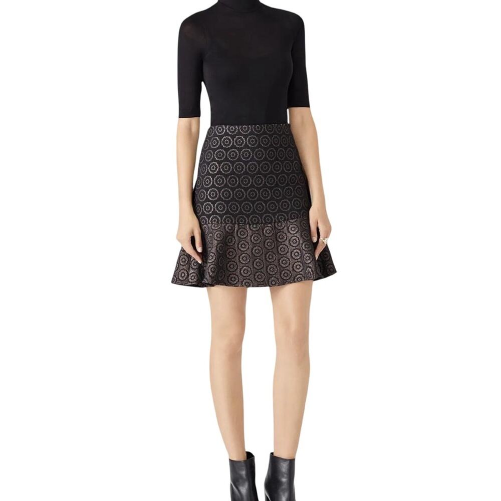 Trina Turk Black Ruffled Trumpet Mini Skirt size 6